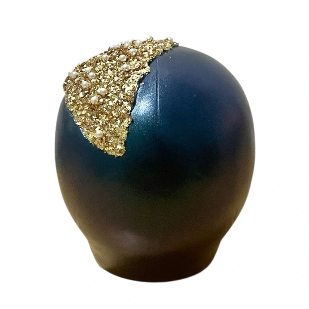 Target Metallic Teal with Gold Glitter Decorative Skull